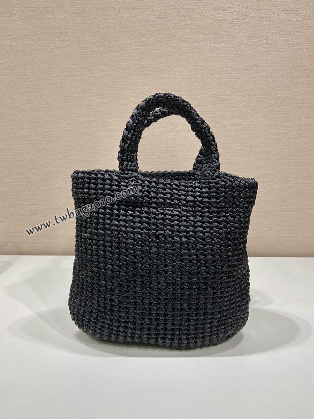 Prada專櫃新款小號纖維托特包 1BG422 普拉達拉菲草編制手袋女款手提包 csp1110